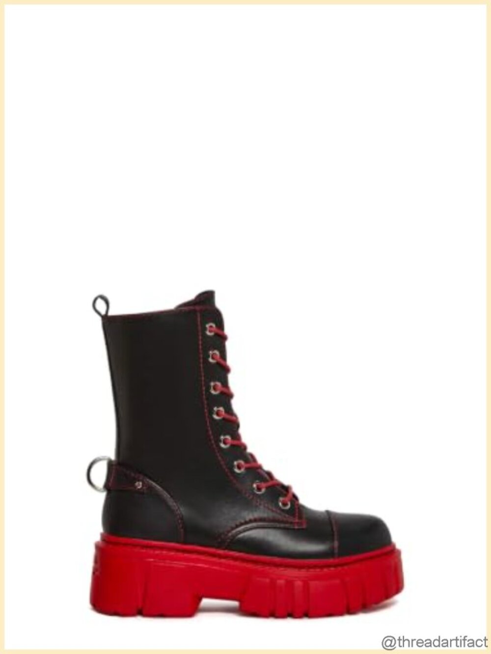 Mismatched Combat Boots Vegan Leather Platform Mid-Calf